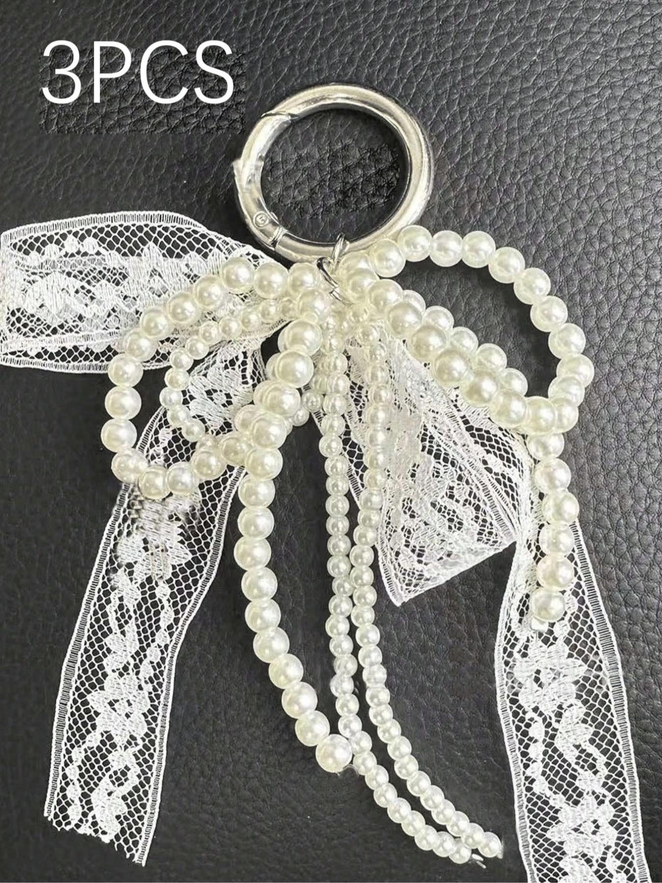 Y2K Cute Minimalist Fashion Beaded Pearl Bow, Multi-Functional DIY Keychain/purse Charm Set, Ideal Gift for Couples, Women, Girls, Friends
