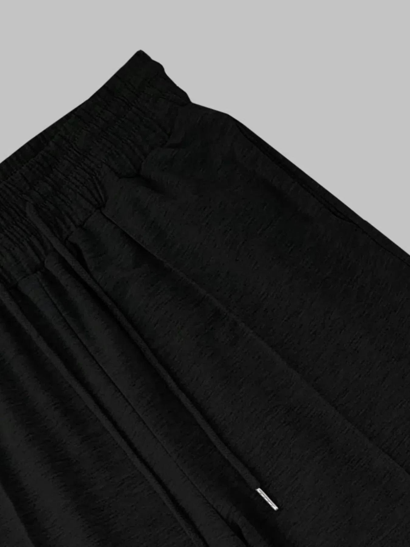 Women's Plain Drawstring High-Waisted Wide-Leg Pants, Loose Fit, Casual with Pockets, Elastic Waist, All Seasons, Daily Wear, Outerwear, Home Wear