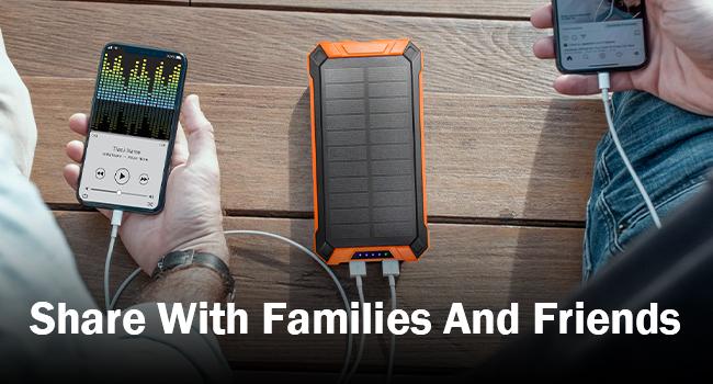 GOODaaa W22 36000mAh Solar Power Bank Wireless Charger Built in 4 Cables 6 Outputs 15W Fast Charging Power Bank for All Mobile Devices 3 Inputs Solar Portable Charger with Dual Flashlights, Carabiner