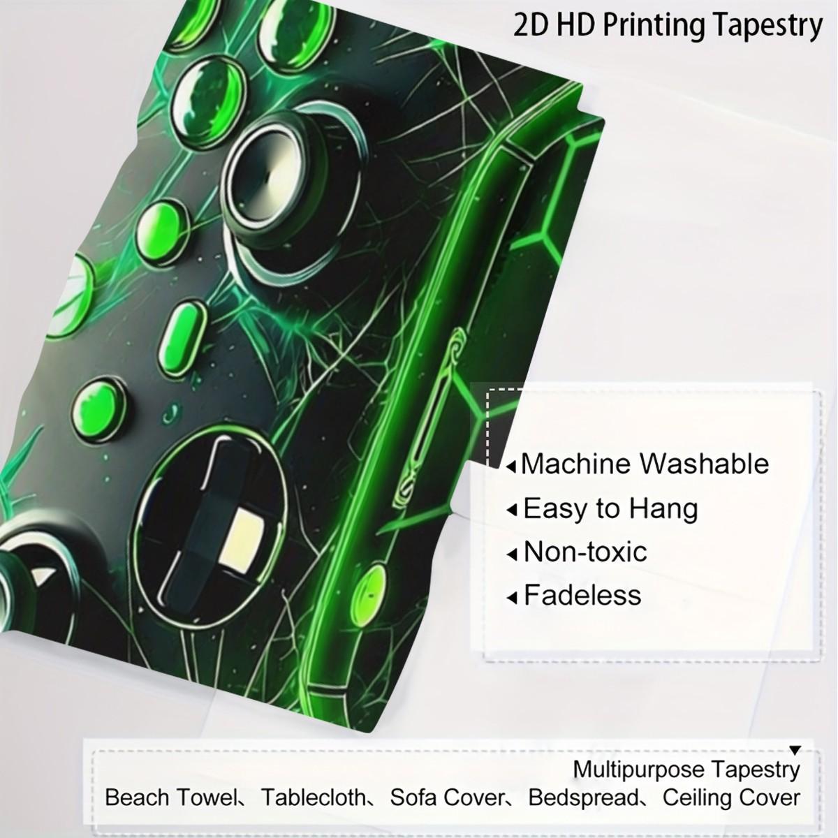 Green Honeycomb Gaming Controller Kids' Tapestry, Video Game Controller Gamer Tapestry, Boys' and Men's Room Decor, Geometric Honeycomb Hexagon Tapestry, Stylish Home Wall Decor