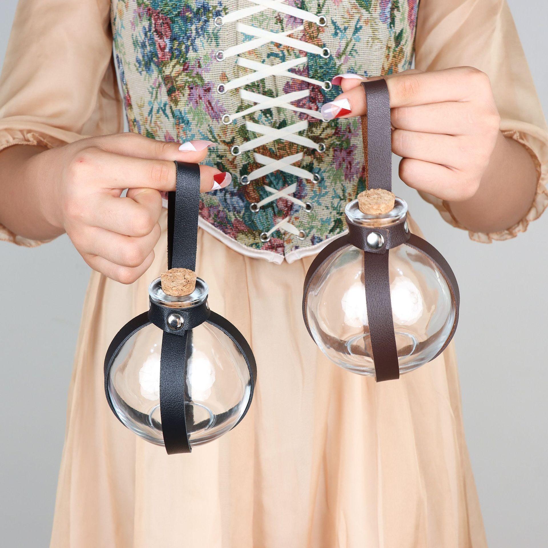 3pcs Medieval Viking Role Play Set, Vintage Belt + Buckle Phone Waist Bag + Witch Potion Bottle, Halloween Costume Accessories