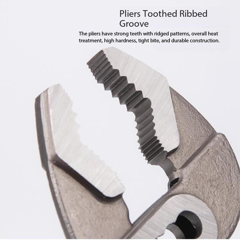 Adjustable Large Opening Carbon Steel Water Pump Pliers, Non-Slip Handle, Multi-Functional Pipe Clamp, Quick Release Lever, Home Use