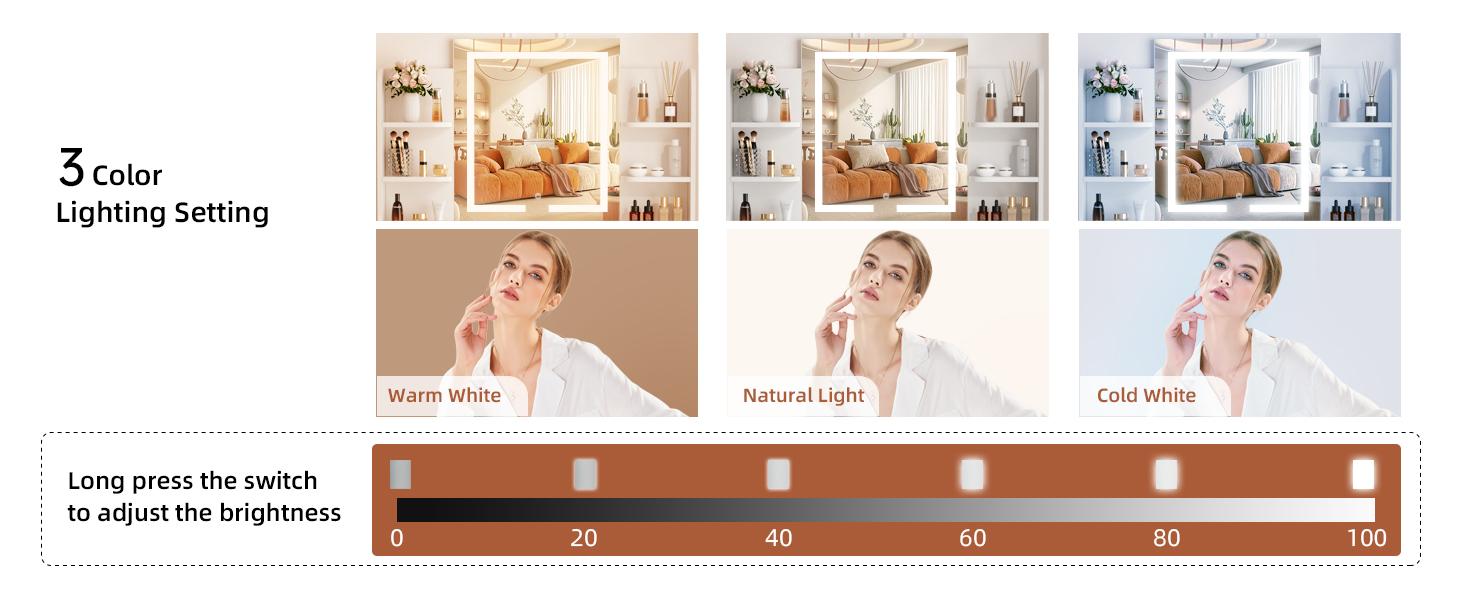 VOWNER Makeup Vanity Desk Set with Led Lighted Mirror,Modern Vanity Table Set for Bedroom