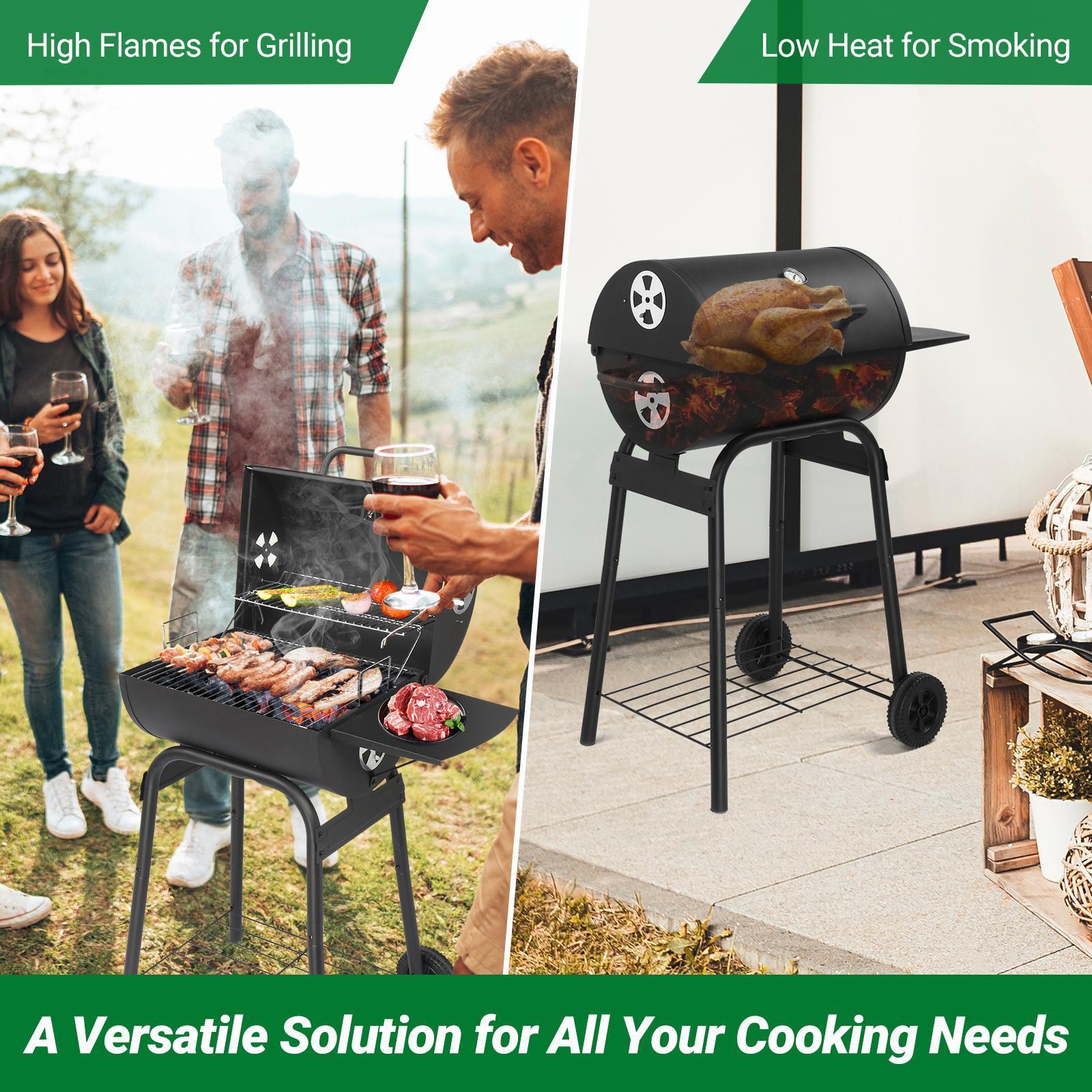 Charcoal Grills Outdoor BBQ Grill, Barrel Charcoal Grill with Side Table and Wheels, for Outdoor Backyard Camping Picnics Patio and Parties Charcoal Grills Outdoor BBQ Grill, Barrel Charcoal Grill with Side Table and Wheels, for Outdoor Backyard Camping Picnics Patio and Parties