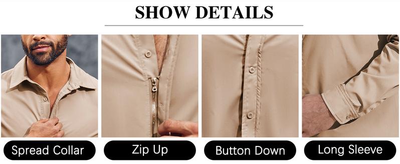 COOFANDY Mens Button Down Dress Shirt Long Sleeve Slim Fit Zip Up Formal Business Wedding Tuxedo Shirts COOFANDY Mens Button Down Dress Shirt Long Sleeve Slim Fit Zip Up Formal Business Wedding Tuxedo Shirts