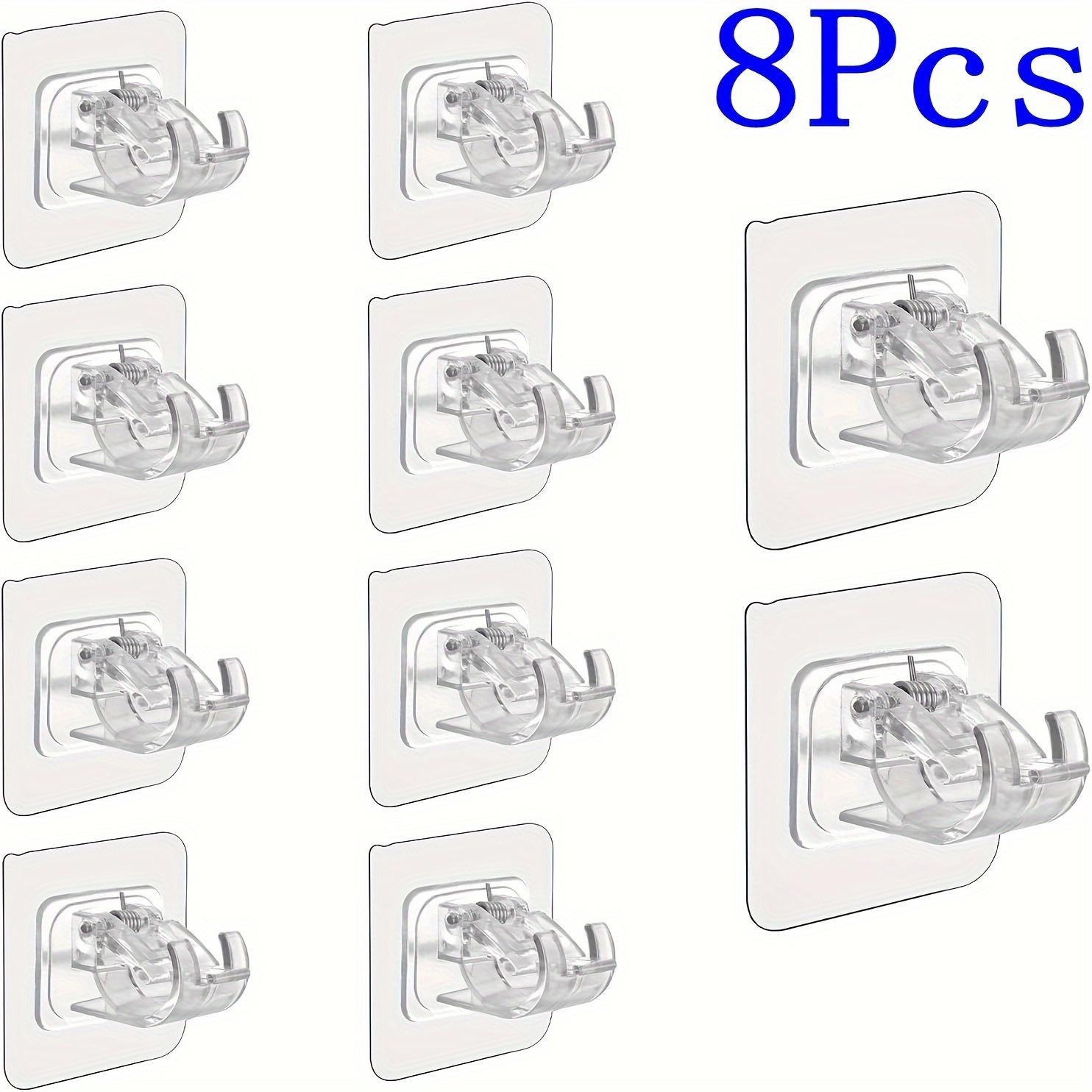 8 Pack - No Drilled Self-Adhesive Curtain Rod Brackets, Nailless Wall Brackets for Home And Hospitality