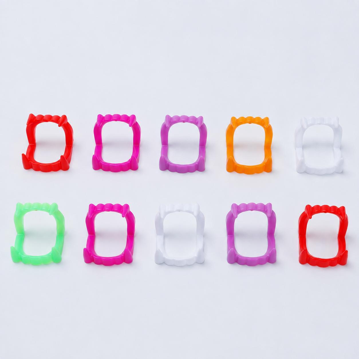 10PCS Random-Color Plastic Vampire Fangs - Fun Cosplay Teeth Set for Halloween Spooky Look, Indoor Recreation Dress-Up & Photo Props (Multiple Sets Available)