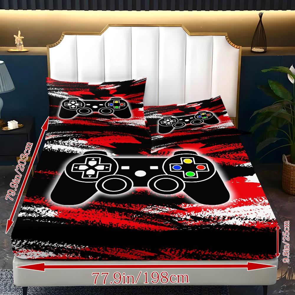 Gaming Controller Bed Sheet Set, High-Quality Fabric, All-Season Lightweight, Trendy Bedroom Linen, Comfortable Sleep, No Padding