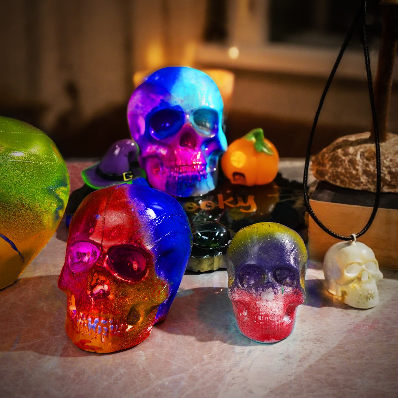 3D Skull Resin Molds, 4 Sizes Set of Skull Silicone Molds for Epoxy Resin, Candle Wax, Soap, Clay, Key Chain Casting, Ideal Halloween Home Decoration and Gifts - LET'S RESIN