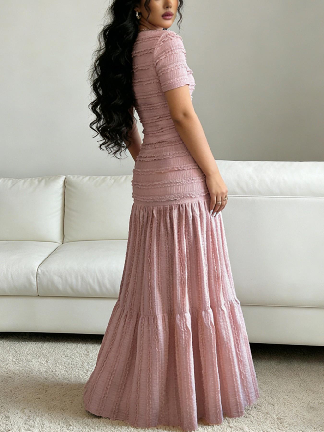 Women's Casual Elegant Party Sweet Cute Short Sleeve Square Neck T-Shirt and Half Skirt Set, Spring & Fall Fashion