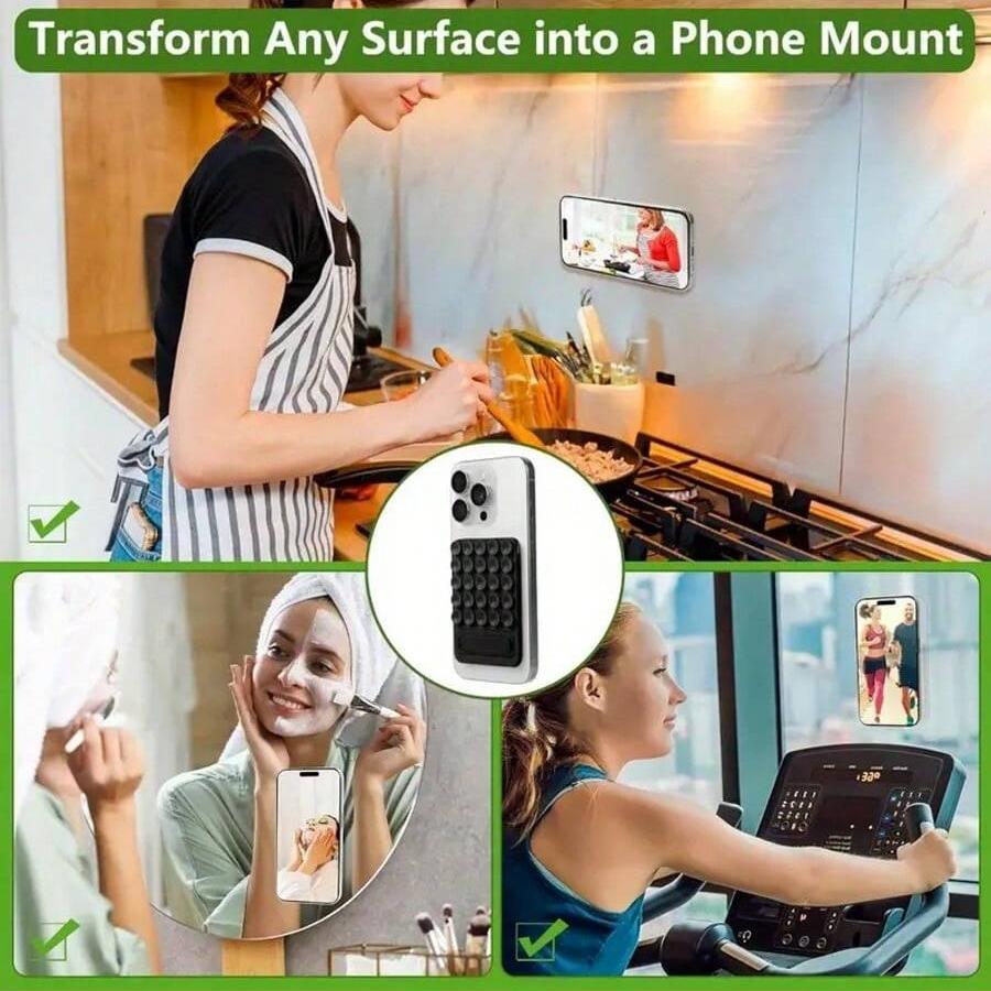 Silicone Suction Cup Phone Holder, Octobuddy Sticky Phone Grip, Perfect Fit for Bathroom Kitchen Bedroom Living Room Gym Car Travel School