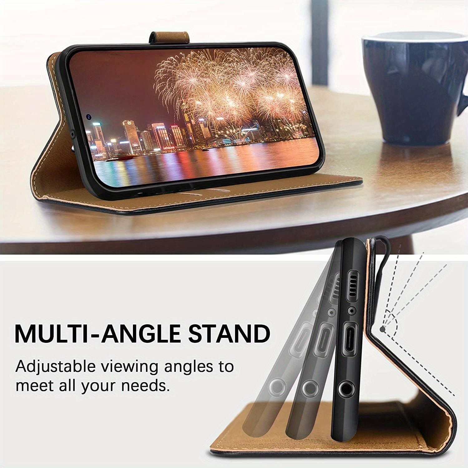 Mobile Phone Case For Samsung Galaxy Xcover 7 Pro, With Kickstand PU Leather Card Slot Black Wallet Flip Protective Phone Case Cover