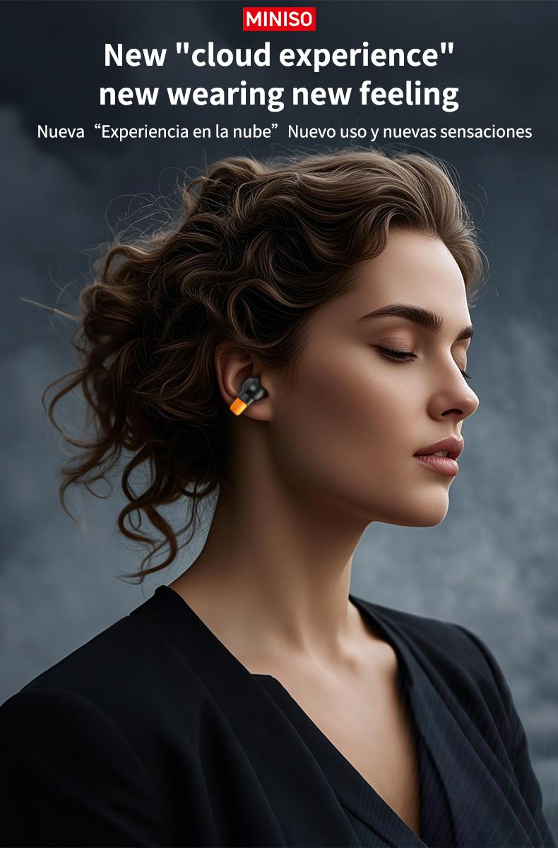 MINISO True Wireless Luminous Earphones MS191, Bluetooth 6.0 Open Earphones, Long Battery Life Wireless Ear Clip Earphones, Wireless Sports Earphones