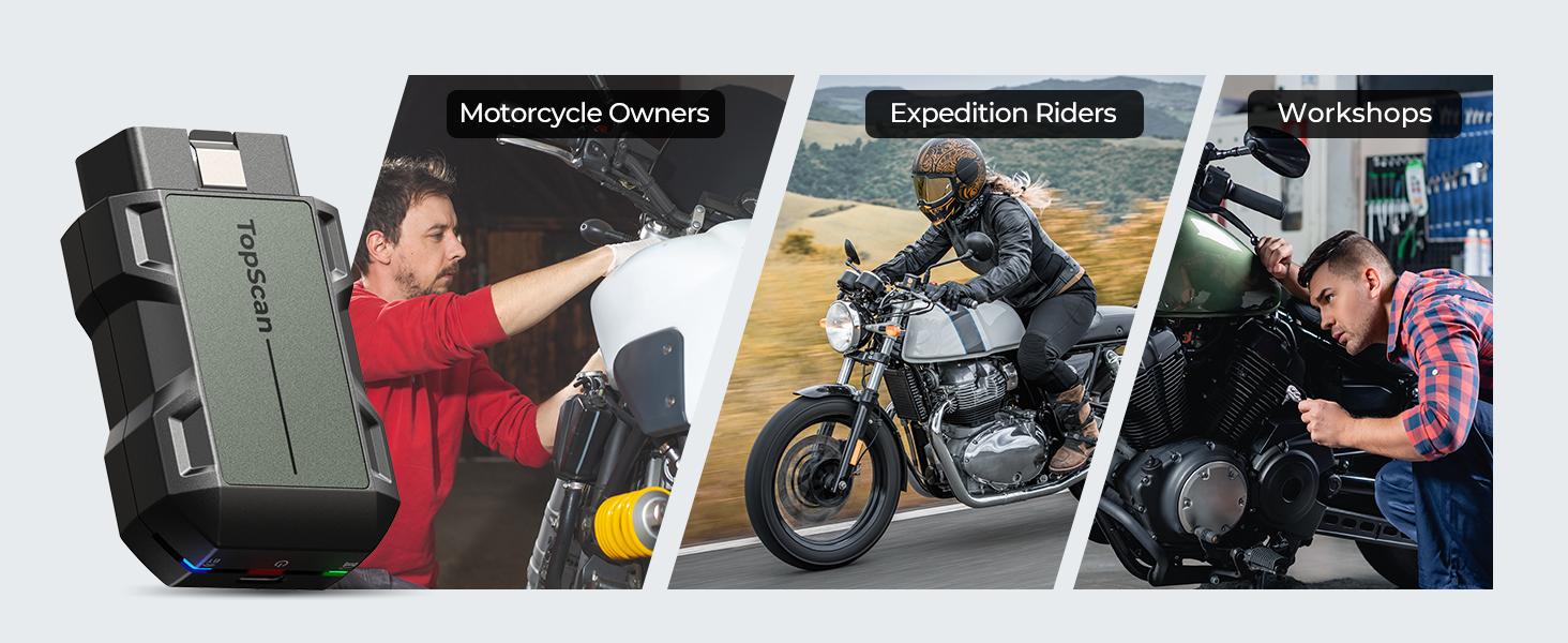 TOPDON TopScan Motorcycle Diagnostic Tool, Wireless Motorcycle OBD2 Scanner Fits for Harley, Ducati, BMW, All Systems Motorbike TOPDON TopScan Motorcycle Diagnostic Tool, Wireless Motorcycle OBD2 Scanner Fits for Harley, Ducati, BMW, All Systems Motorbike