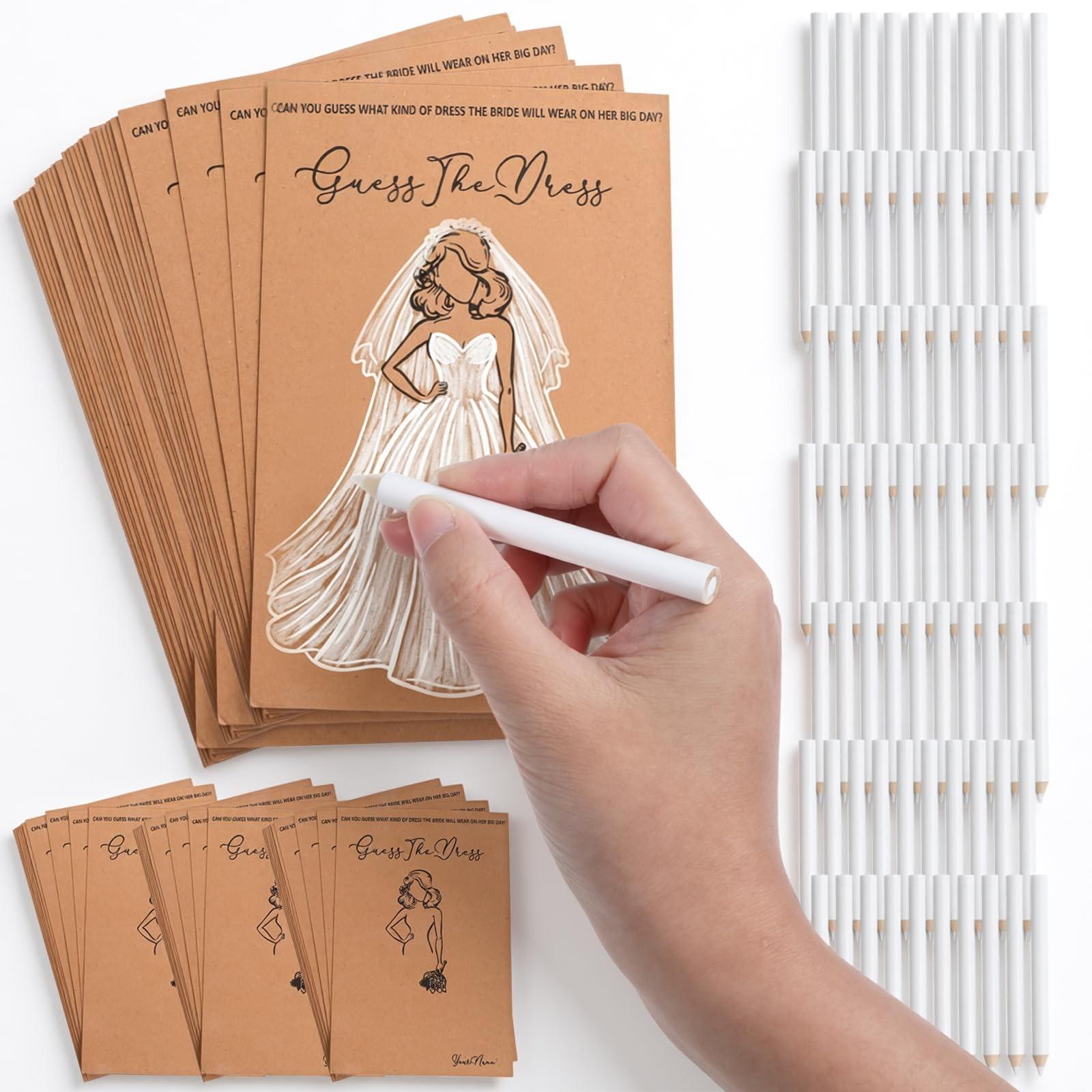 30-Piece Bride Party Game Set, DIY Bridal Dress Drawing Cards, Water-Soluble Pencils, Wedding Decor, Birthday Party Fun