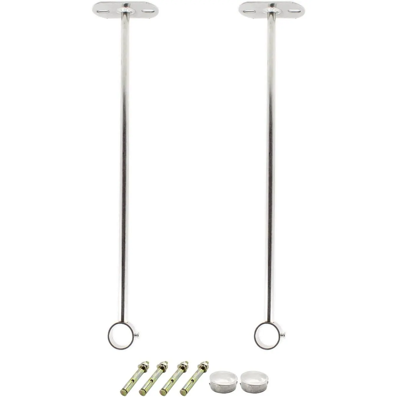 2 Pack Ceiling Mount Bracket, Stainless Steel Wardrobe Pipe Bracket Rod Holder Ceiling Holder, Shower Curtain Closet Wardrobe Rod Lever Support Holder Pipe Flange Socket 32x400mm/1.26x16''