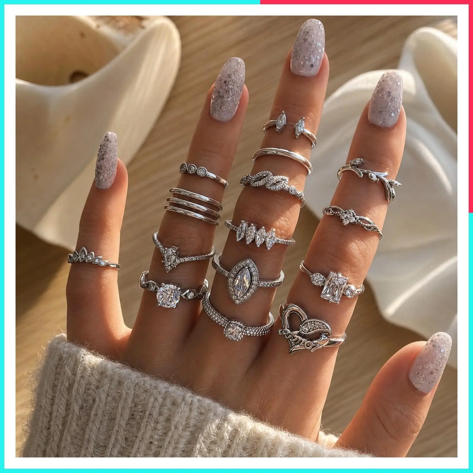 9-15PCS Vintage Crystal Rhinestone Knuckle Stacking Rings Set for Women Teen Girls - Stackable Mid Finger Joint Knot Rings Jewelry Accessories