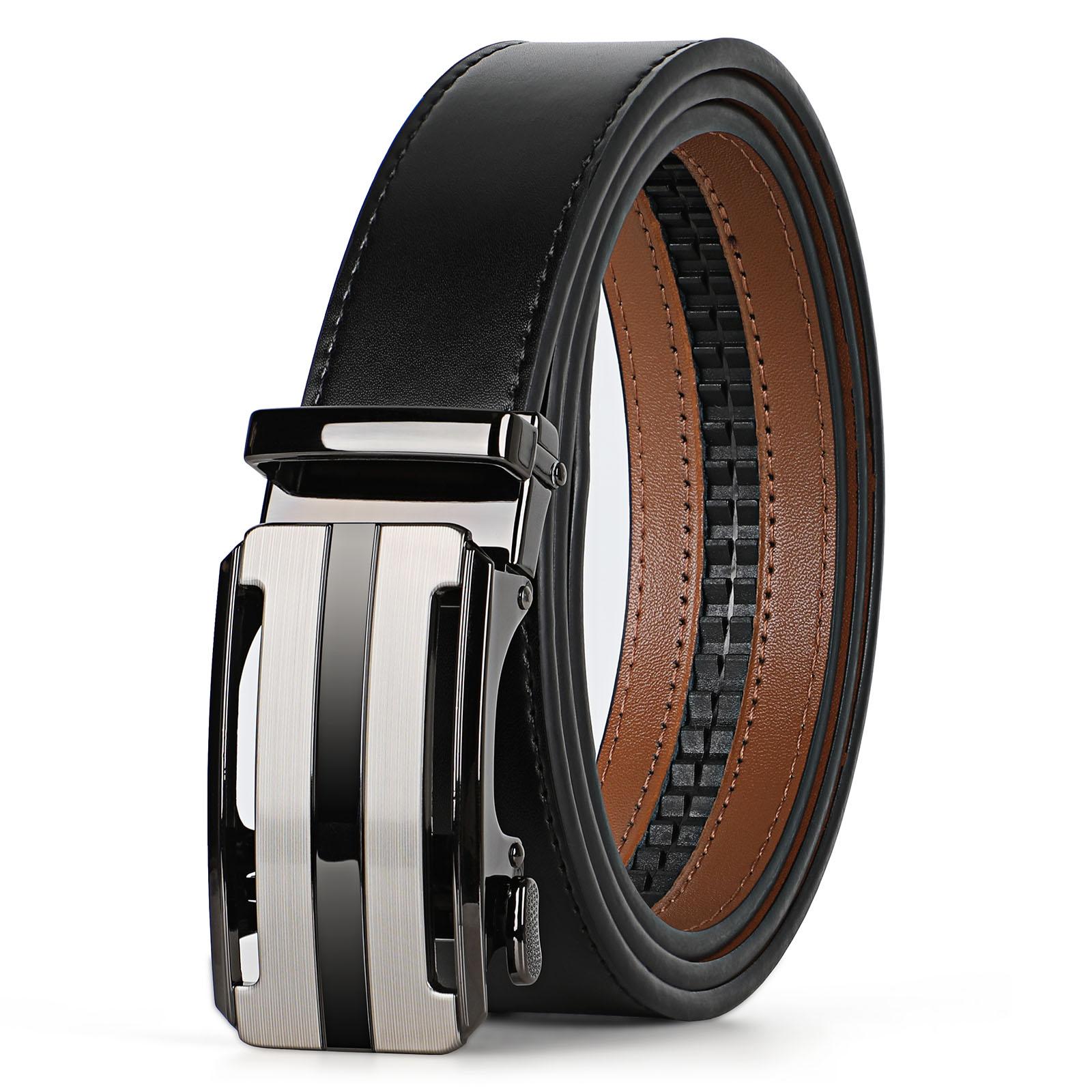 Father's Day Gift Ratchet Mens Belt Leather, Adjustable Quick Release Click Belts for Mens Jeans, Casual & Work