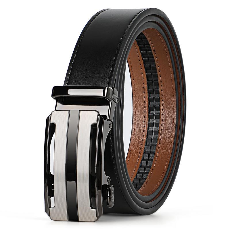 Father's Day Gift Ratchet Mens Belt Leather, Adjustable Quick Release Click Belts for Mens Jeans, Casual & Work