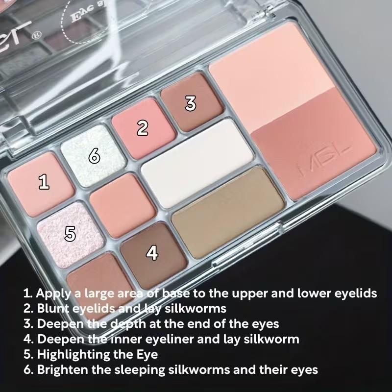 Mgl Bangran Qingxin Dong Twelve-Color Eyeshadow Palette, Multi-Color Series for Daily Light Makeup, Contouring, and Blush, Three-In-One