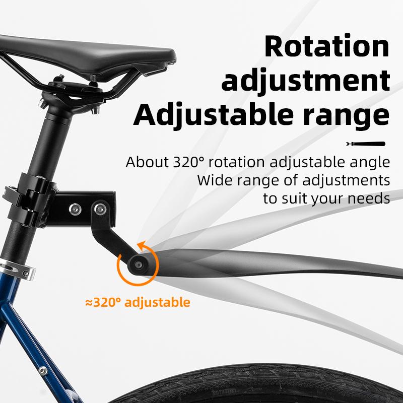 ROCKBROS Bike Fender Adjustable Rear Fender Bike Mudguard MTB Fender Cycling Mud Guard Splash Guard with Taillight