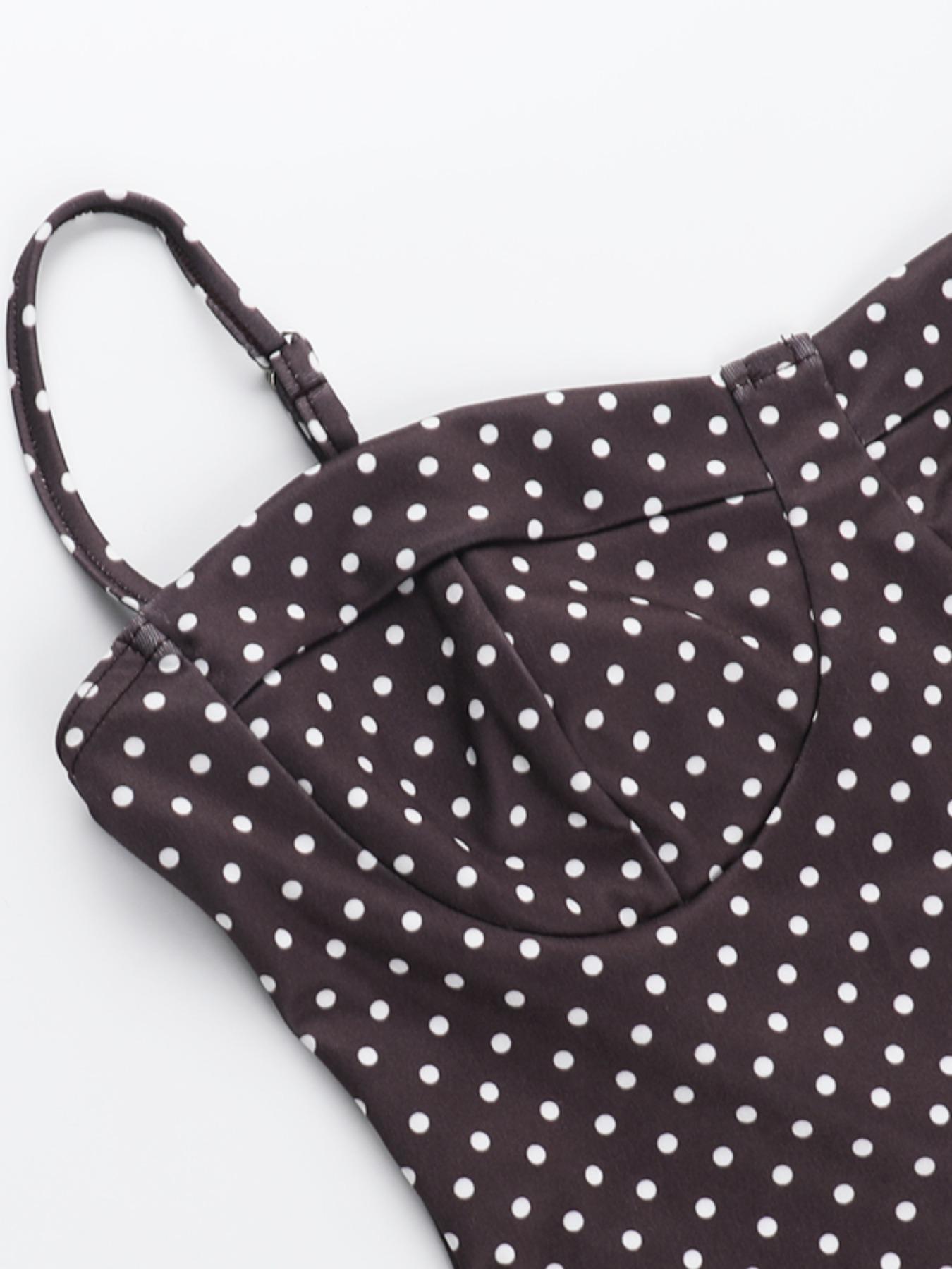 Women's Polka Dot Print Cami Dress, Casual Sleeveless Spaghetti Strap Short Dress for Summer, Ladies Clothes for Beach Holiday, Womenswear, Casual Dresses