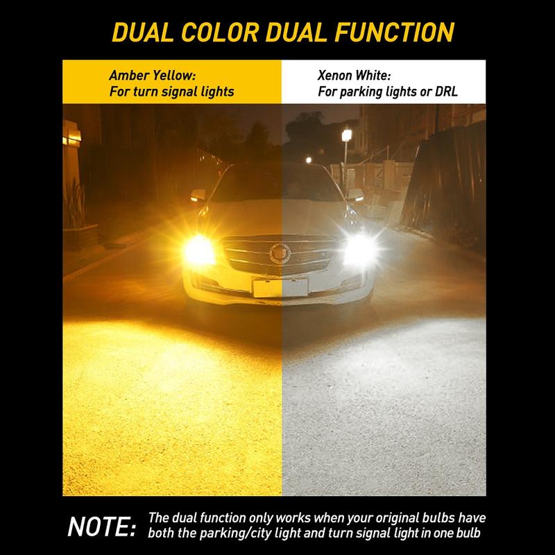 AUXITO White and Amber Dual Color Switchback  7443 7440 3157 3155 3457 4157 1157 2057 LED Bulbs with Projector 3030 Chipsets for Car Tail Brake Light Backup Reverse Turn Signal Lights (Pack of 2)