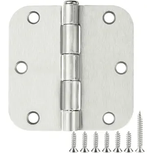 30 Pack Rounded Satin Door Hinges Brushed Nickel 3.5 Inch Interior 3 1/2 Inch 5/8" Radius Corners Iron Bifold Silver Residential Bed Room Hinge  Doors Hardware Controls House Decor Accessories