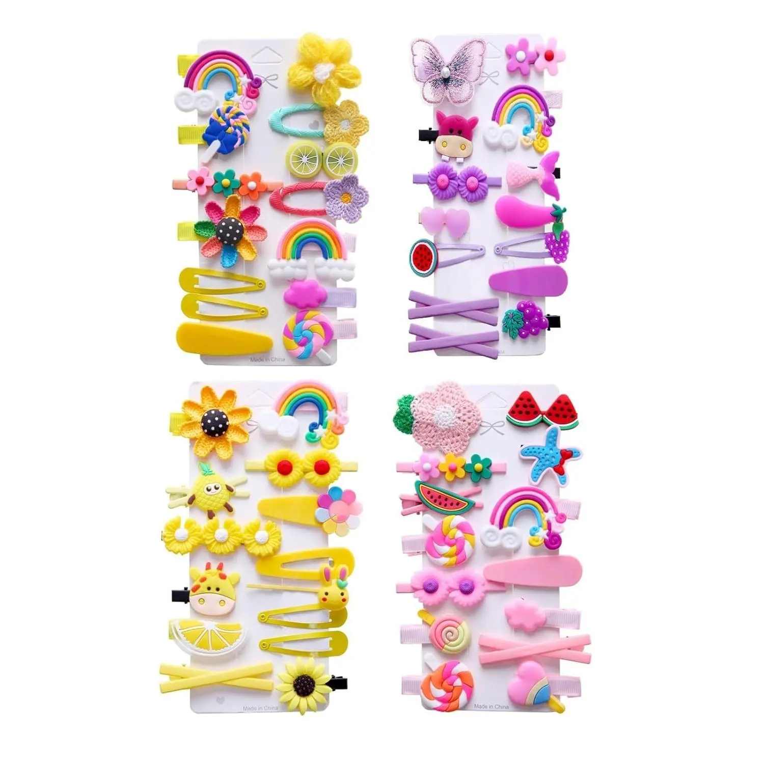 56 count  Hair Accessories Set: Colorful Rainbow Barrettes, Pins, Candy Fruits, Butterflies for ' Stylish Hairstyles
