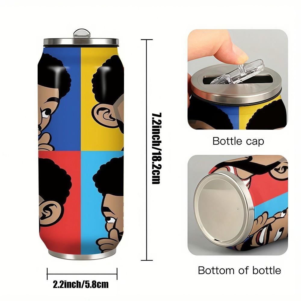 1pc Cute Cartoon Insulated Cup, Vacuum Dual-Layer Stainless Steel, Long-Lasting Heat and Cold, Portable Coffee Cup for Office and Travel