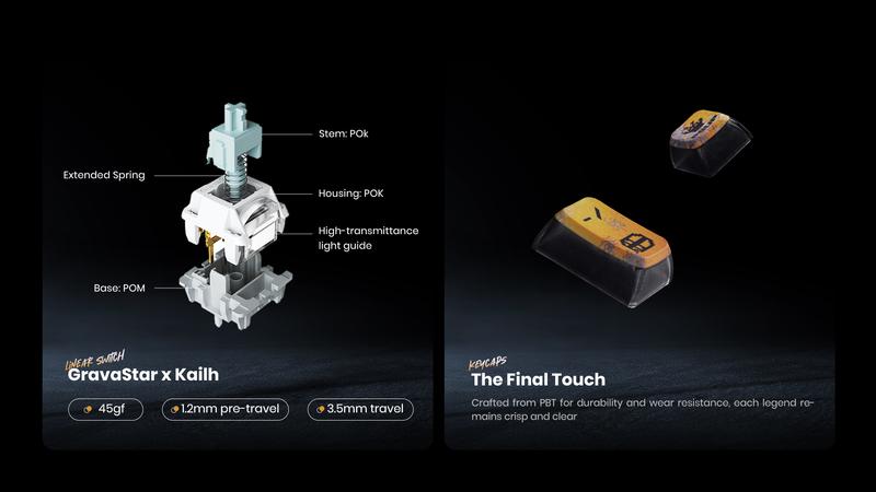 GravaStar Mercury K1 Pro Battle-Worn Yellow Wireless Mechanical Gaming Keyboard, Aluminum Alloy 75% Layout, Hot-Swappable RGB Custom Keyboard with Linear Switches – Handcrafted Battle-Worn Yellow Edition