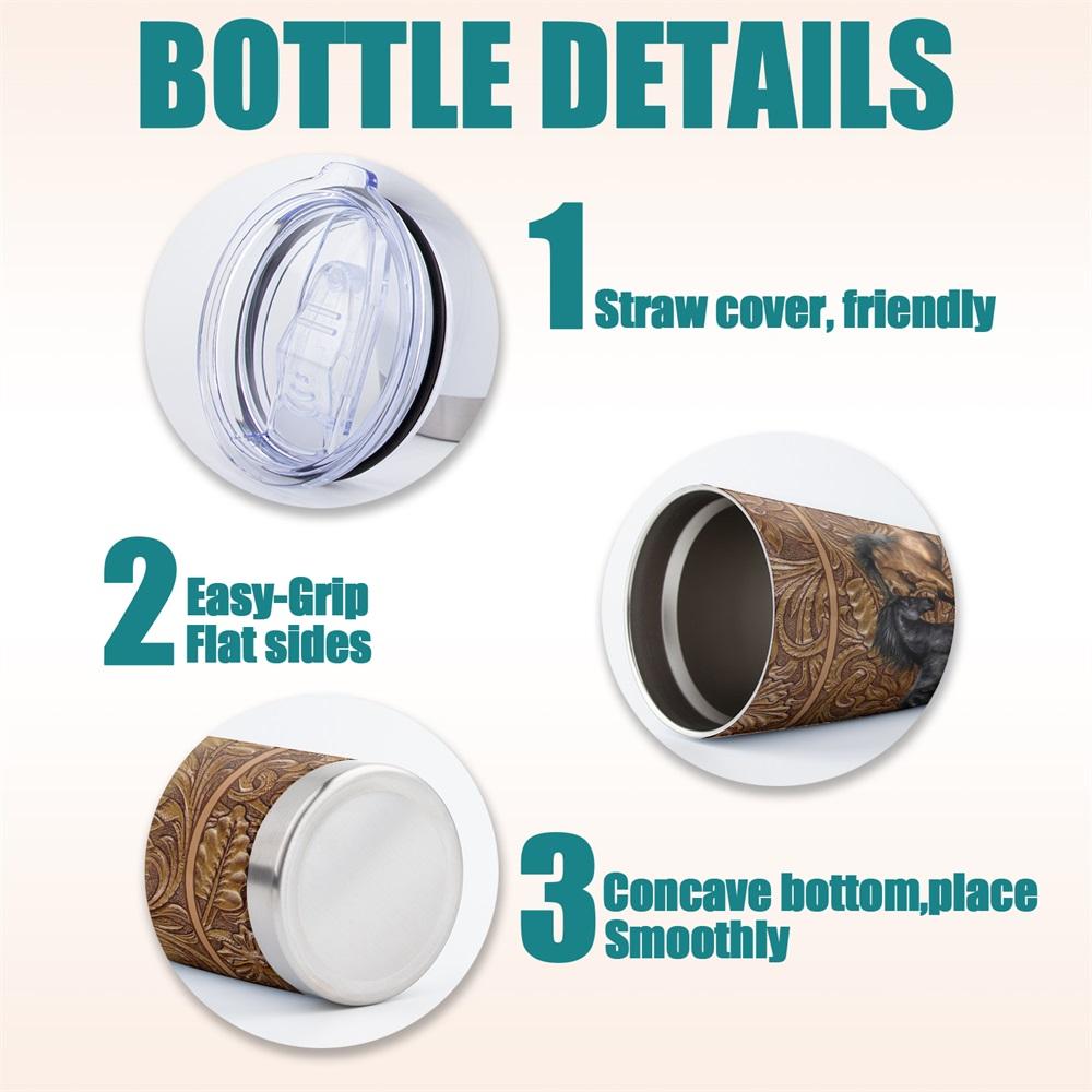 Horse Pattern Tumbler, 1 Count Stainless Steel Insulated Cup, Durable Water Bottle, Gift for Horse Lovers and Equestrians, Drinkware, Insulated Travel Drinkware