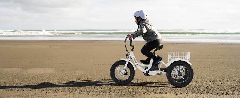MOONCOOL Electric Tricycle for Youth, 35 Miles 16IN 3.0 Fat Tire Electric Trike, 3 Wheels Electric Bicycle Bikes, 250W Aluminum Frame Electric Tricycle Etrike with Removable Battery and Basket