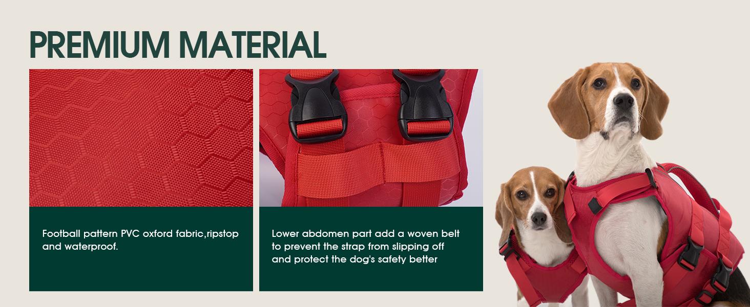 Kuoser Dog Life Jacket High Buoyancy, Reflective Dog Life Vest for Swimming Boating, Adjustable Small Medium Large Dog lifejacket, Lightweight Dog Life Preserver Rescue Handle Spring Summer Pool