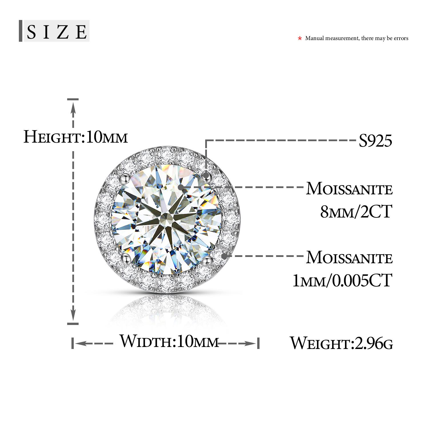 【#RRE103】UCCIYO Earring 925 Sterling Silver Synthetic Moissanite Stud Earrings for Women Men Fashion Simple Style Jewelry Gift Wedding Daily Birthday Anniversary