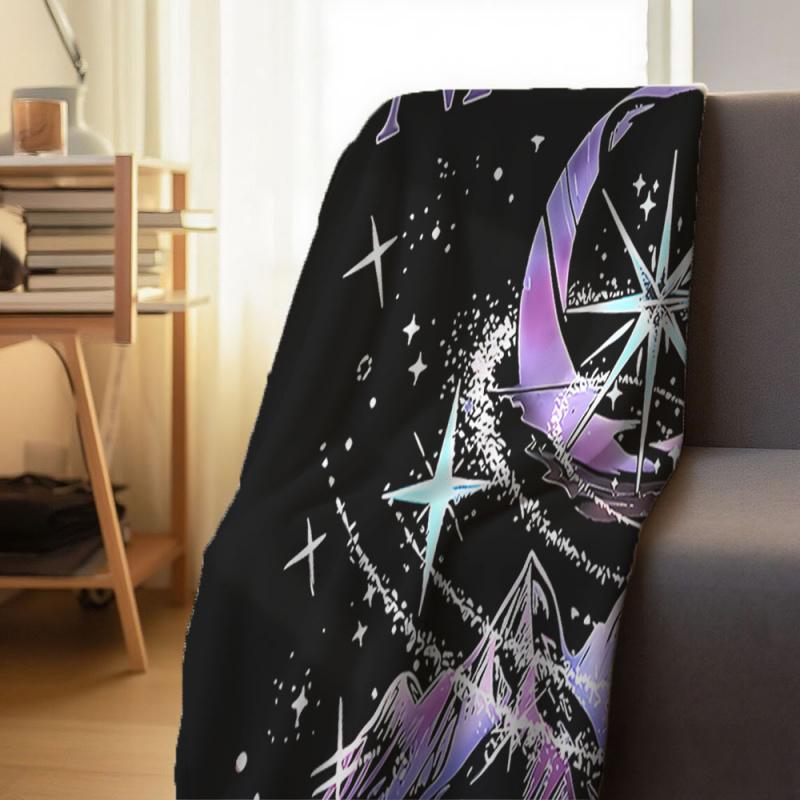 Printed blankets THE NIGHT COURT Smooth blanket Flannel blanket stylish warm and lightweight living room bedroom sofa bed picnic blanket