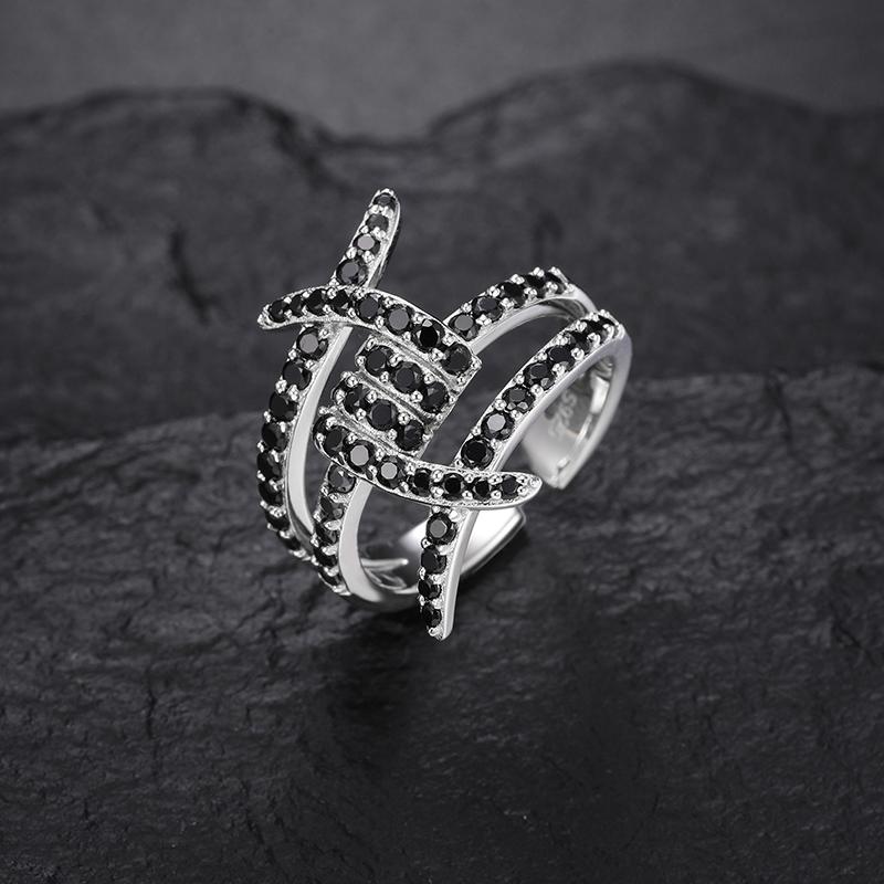 【#R286】UCCIYO Lab-Created Moissanite S925 Sterling Silver Moissanite Ring Black Ring Suitable for Men and Women Hip Hop Jewelry Gifts