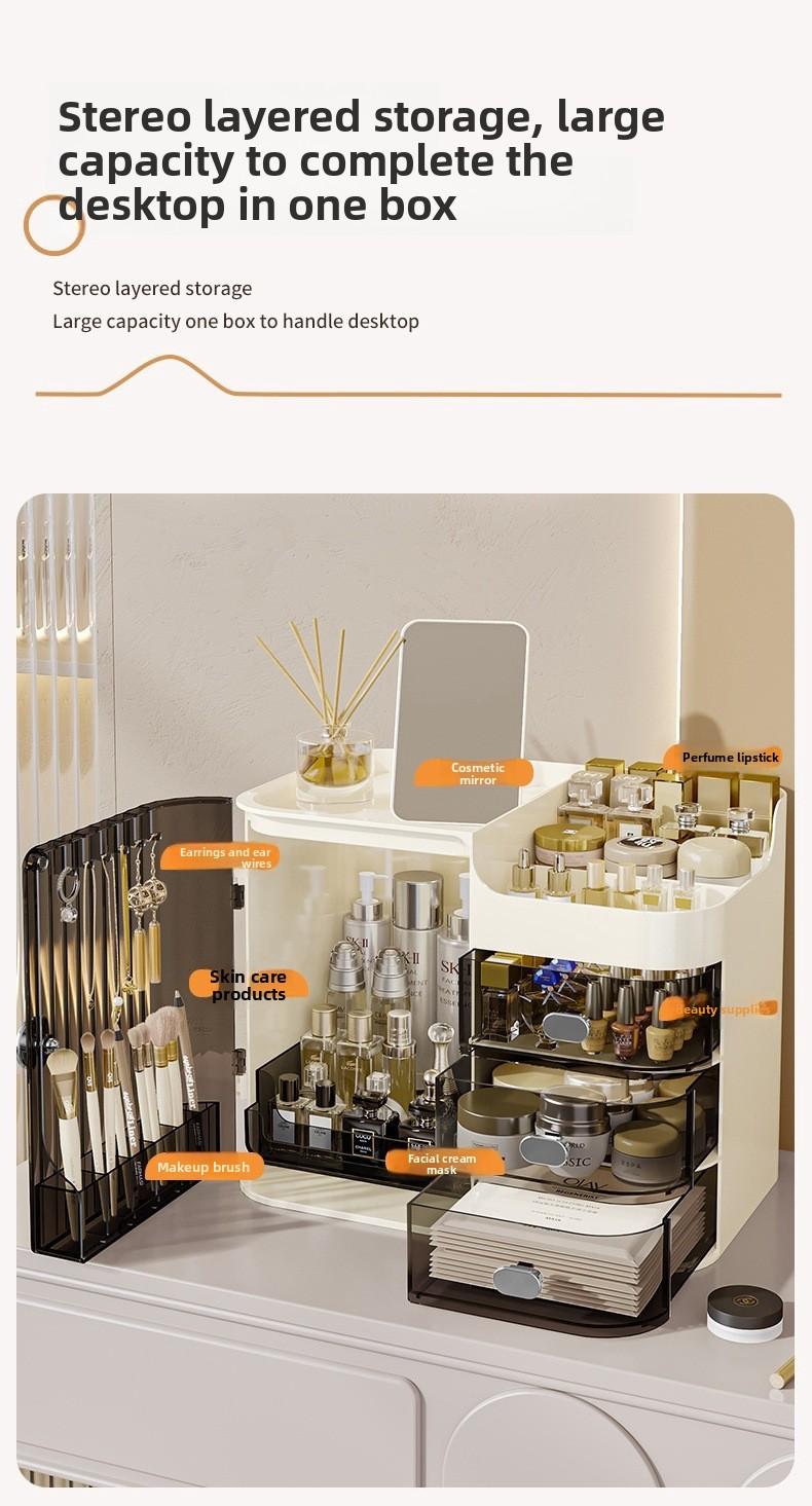 Light Luxury PP+PET Material, Cosmetic Dustproof Storage Rack, Multifunctional Transparent Lipstick and Skincare Display Rack, Large Capacity Face Mask Cosmetic Organizer Box