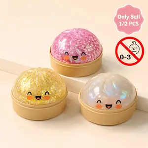1/2 PCS Glitter Dumpling Squishy, Realistic Squishy Dumpling with Steamer Box, Slow Rising Soft Squeeze Dumpling Stress Ball Desk Fidget for Teens Adults Home Office