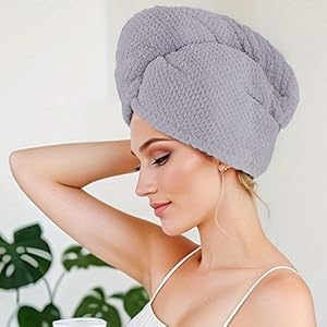 3-Pack, Soft, Microfiber, Pineapple, Drying Towels, Elastic Hair Towels, Quick Drying, for Women with Curly Wet Hair, Absorbent Towel