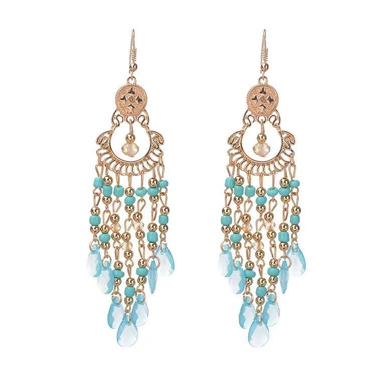 Ethnic Fringe Dangle Earrings Colorful Beaded Chandelier Style for Women’s Boho & Festival Fashion Turquoise & Gold Tone Drop Earrings for Beach Vacations & Festivals Long Fringe Drop Earrings for Bohemian Style, Parties & Vacation Wear campingessentials Ethnic Fringe Dangle Earrings Colorful Beaded Chandelier Style for Women’s Boho & Festival Fashion Turquoise & Gold Tone Drop Earrings for Beach Vacations & Festivals Long Fringe Drop Earrings for Bohemian Style, Parties & Vacation Wear campingessentials