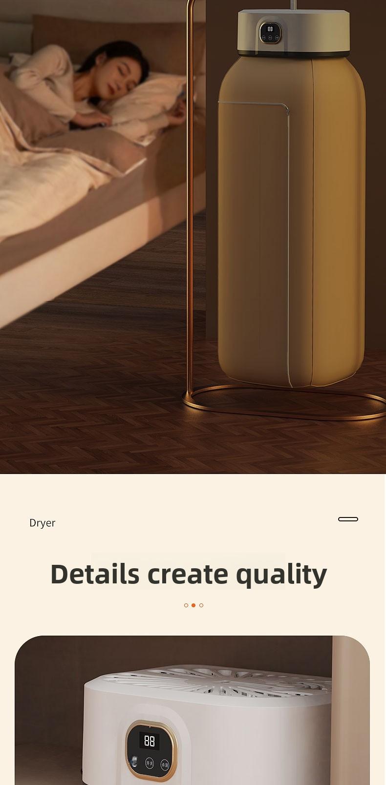 Folding Electric Clothes Dryer, Sterilizer and Dryer, Smart Fast Drying with Timer, Portable and Compact Design for Home, Dorm, Travel, RV Use