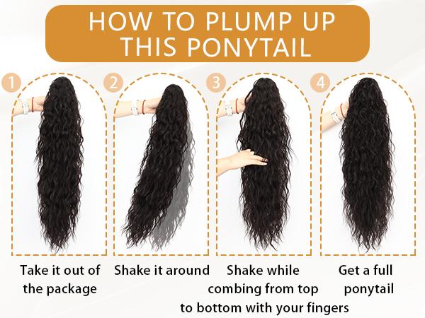 [ AISI HAIR ] Ponytail Extension Claw 30" Curly Pony Tail Clip in Claw Hair Extensions Fluffy Natural Looking Synthetic Hairpiece for Women Blonde Highlight