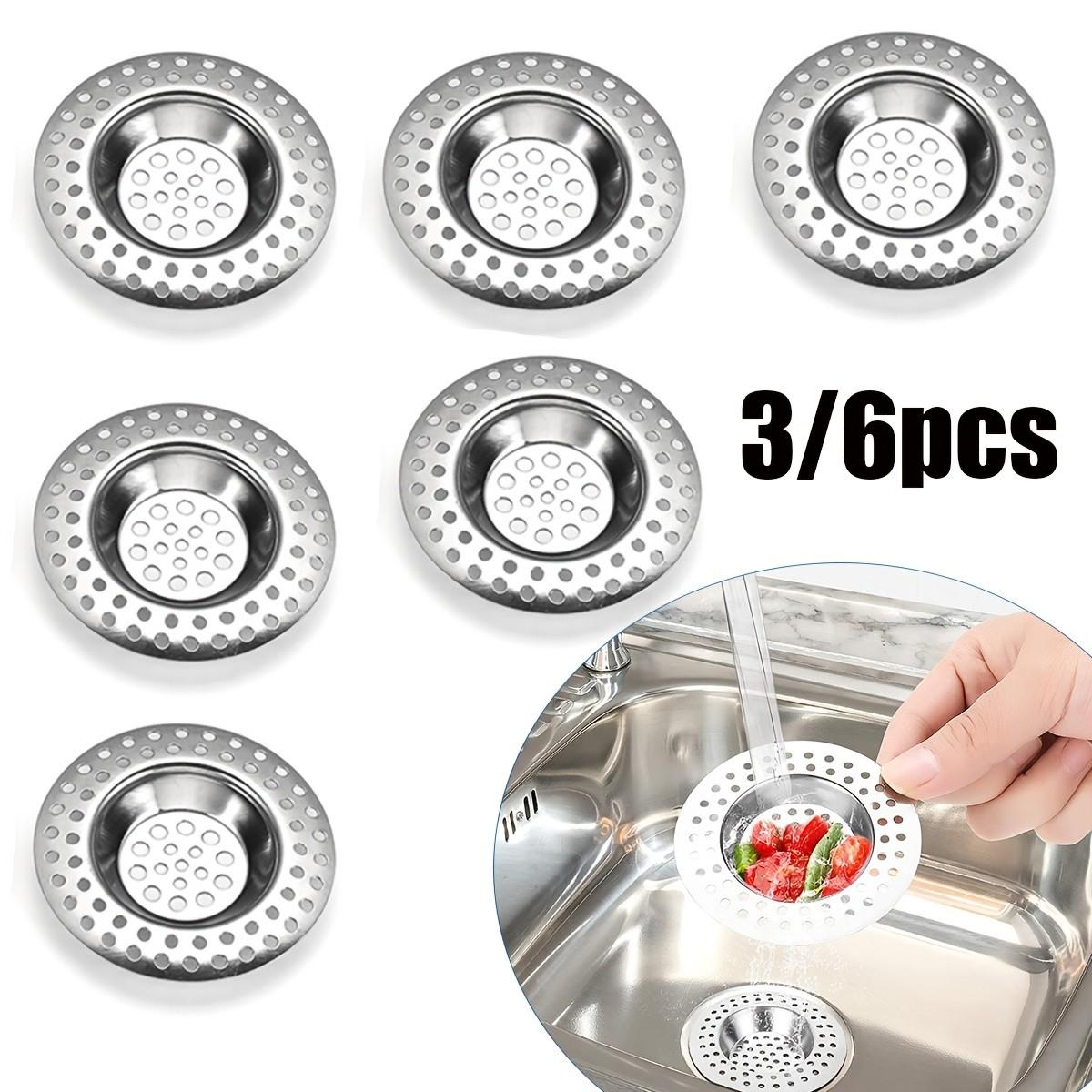 3/6pcs Stainless Steel Mesh Drain Filter, Kitchen Sink Strainer, Fits 3.1-6.9cm Drain Openings, Durable Food Waste Separator