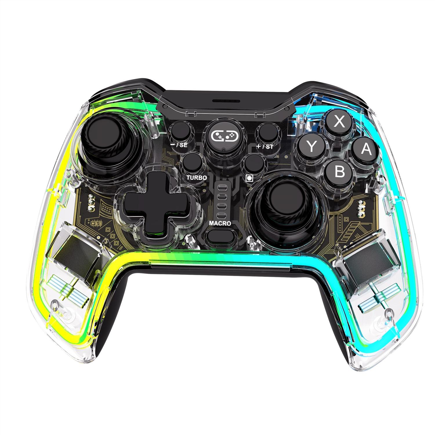 Switch Pro Wireless Game Controller with RGB Lighting, Programmable Dual Motors, Vibration, Turbo Function, Compatible with Switch 2/PC/android