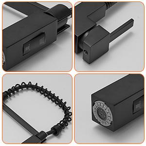 BESy Morden Square Matte Black Kitchen Faucet, Single Handle 2 Function Pull Down, Commercial Solid Brass Spring Rv Square Kitchen Sink Faucet with Pull Down Sprayer Laundry Faucet