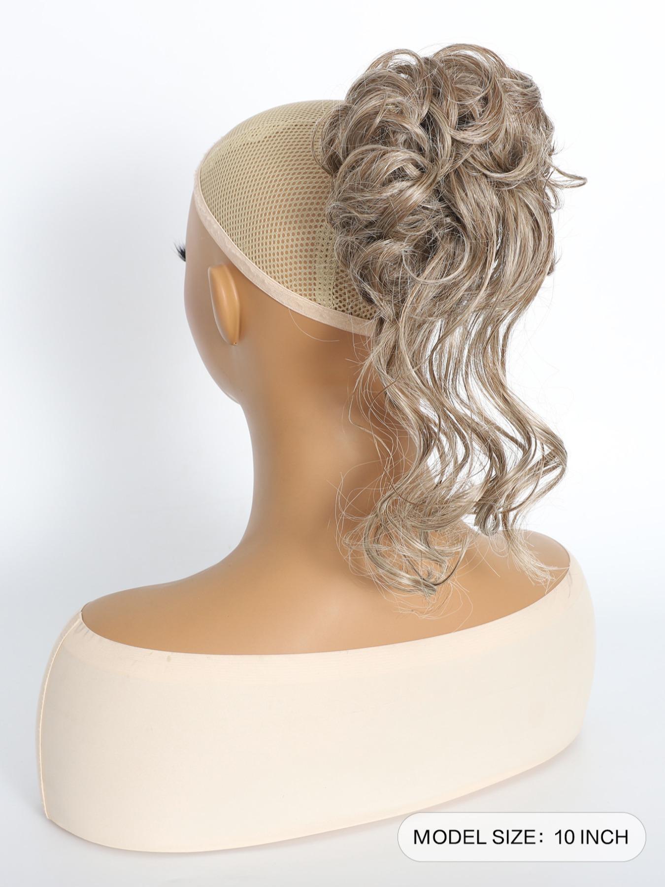 10 INCH Messy Bun Synthetic Extension Hair Piece Tousled Updo Hair Buns Extension Elastic Hair Band Hair Pieces Synthetic Curly Hair Bun Scrunchie Wavy Synthetic Hair For Women Girls