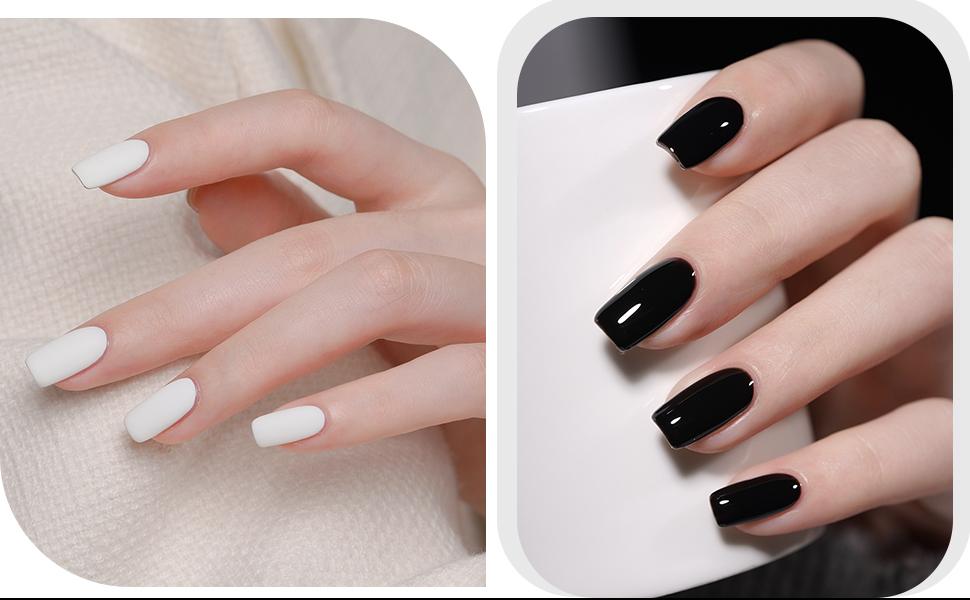 GAOY Gel Nail Polish, 16ml Soak Off UV Gel Polish Highly Saturated for Nail Art DIY Manicure at Home, black, white