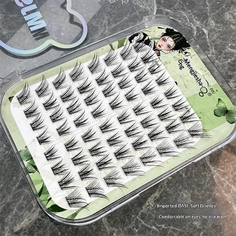 Self Adhesive False Eyelashes Glue Free No Glue Needed Fluffy Fox Eye Style Natural Look Chinese Style Wispy Eyelashes 10-14mm