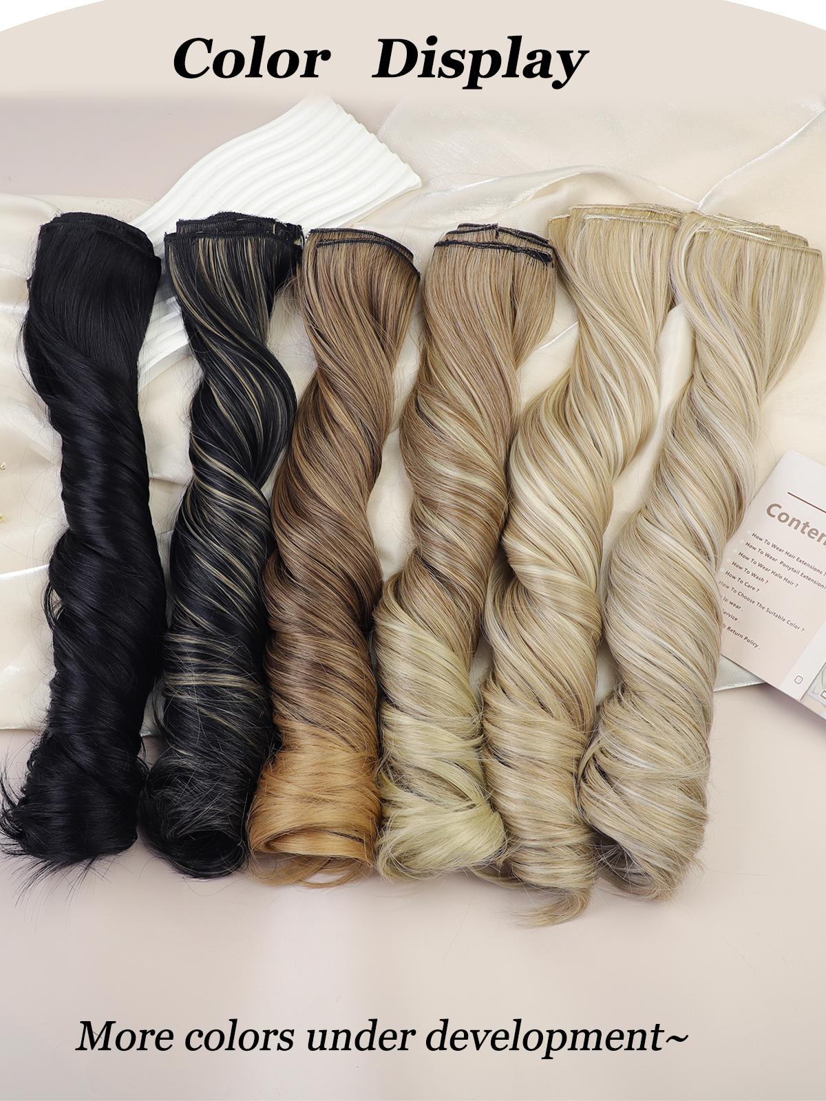 ALXNAN Synthetic Bleach Blonde Clip-in Hair Extensions Natural Straight Long Layered for Women Curly Wavy Heat Resistant Natural Straight